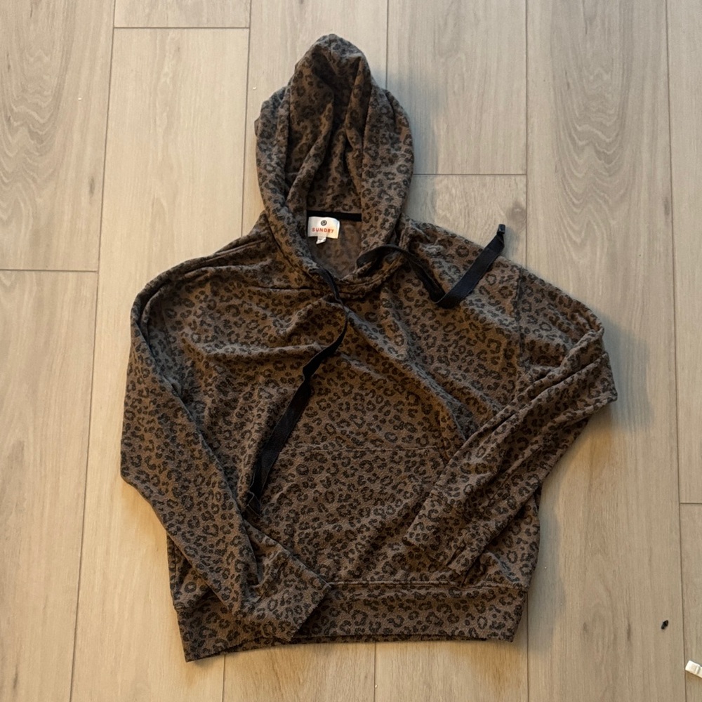 Sundry Brown Leopard Print hoodie